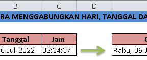 Cara Menggabungkan Hari, Tanggal dan Jam Sekarang Dalam Excel